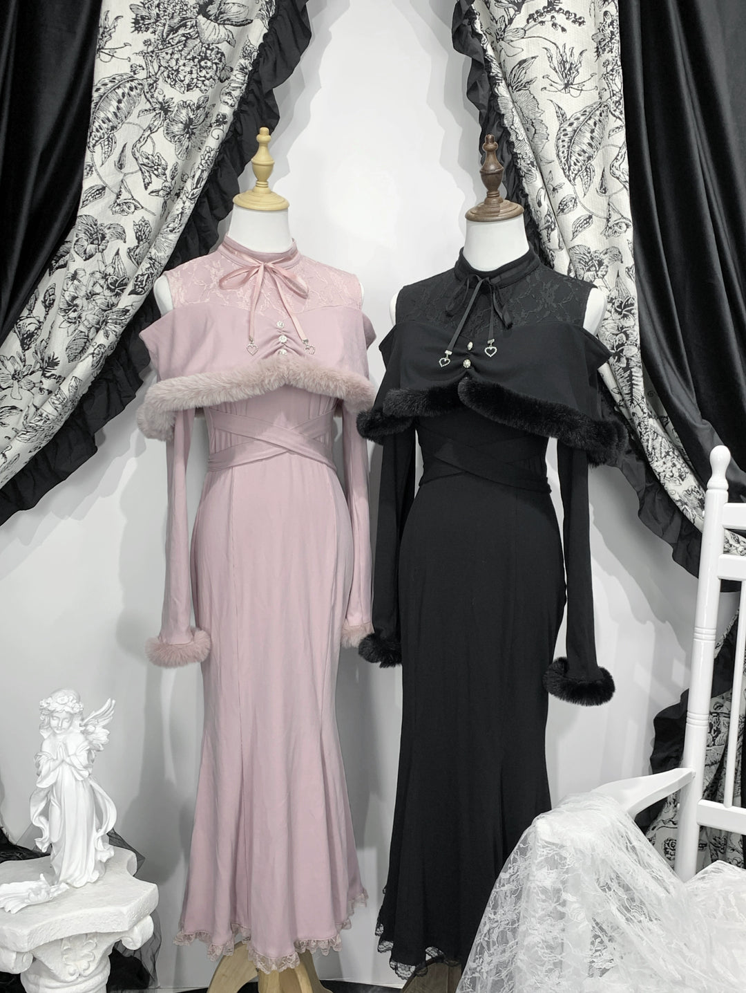 *针织长裙*虚拟天国原创设计量产型蕾服清楚系鱼尾裙日系露肩宅萌 44000:797375