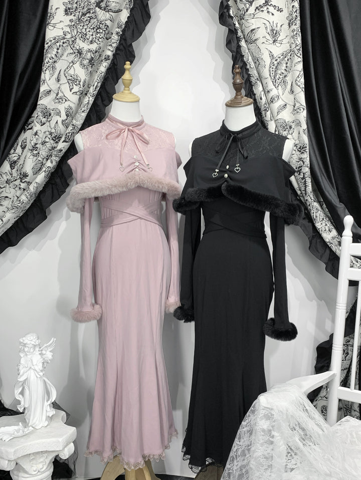 *针织长裙*虚拟天国原创设计量产型蕾服清楚系鱼尾裙日系露肩宅萌 44000:797375