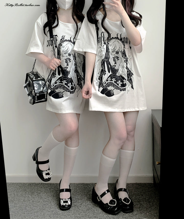 Oversize Jirai Kei T-shirt Short-sleeved Top 38318:598386