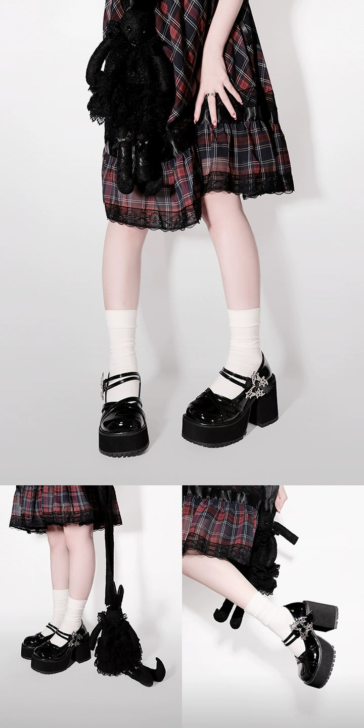 Black White Platform Shoes Mary Jane Shoes 29718:366982 29718:366982