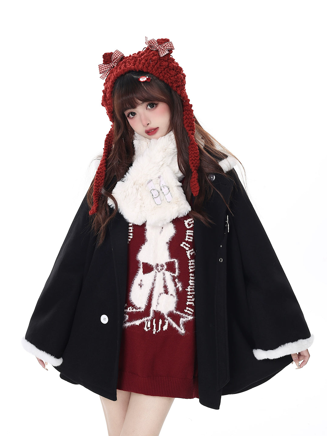 Kawaii Sweater Christmas Pullover Lantern Sleeve Sweater 39552:633050