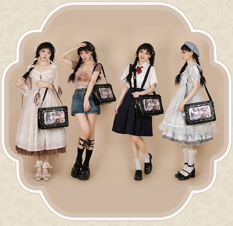 Kawaii Itabag Shoulder Bag Vintage Square Commuter Itabag 37054:545890