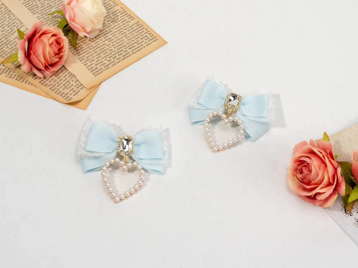 Kawaii Heart-Shaped Lace Sweet Hair Clips Multicolor 21564:309550 21564:309550