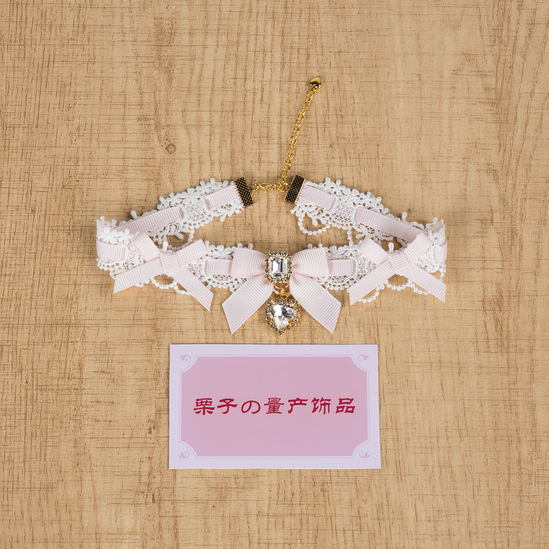 Jirai Kei Lace Choker, Detachable Faux Pearl Necklace 44010:793199