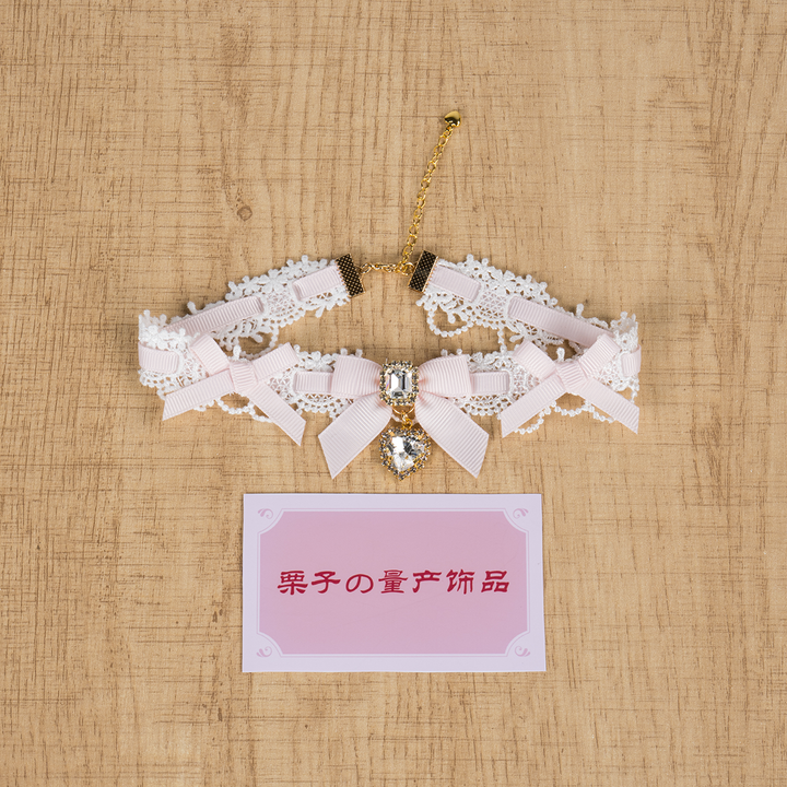 Jirai Kei Lace Choker, Detachable Faux Pearl Necklace 44010:793199