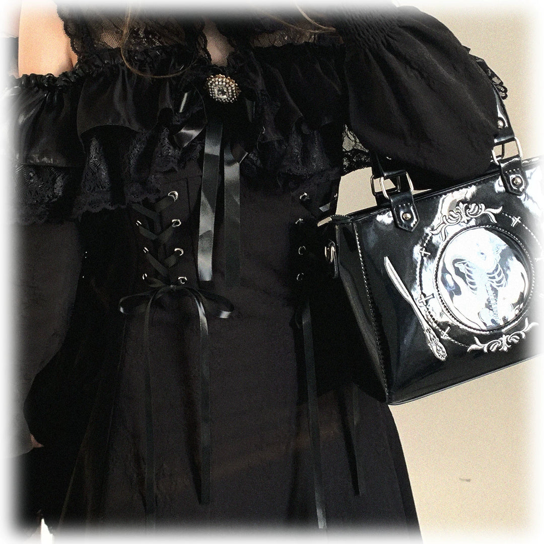 Elegant Long Open-Shoulder Dress, Subtle Floral Pattern 44473:809629