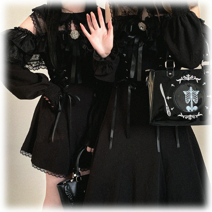 Elegant Long Open-Shoulder Dress, Subtle Floral Pattern 44473:809610