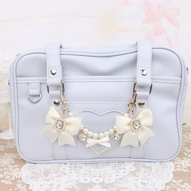 Ryousangata Bag Chain & Bow Charm, Heart-Shaped Rhinestone 45075:839462