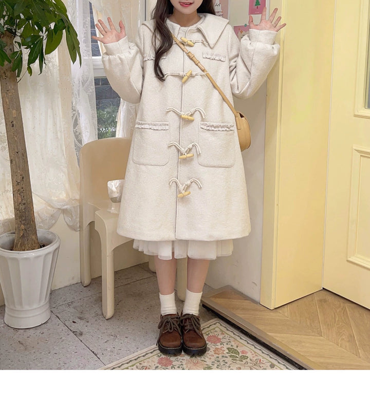 Kawaii Pink Yellow Beige Coat With Cow Horn Button 29450:347712 29450:347712