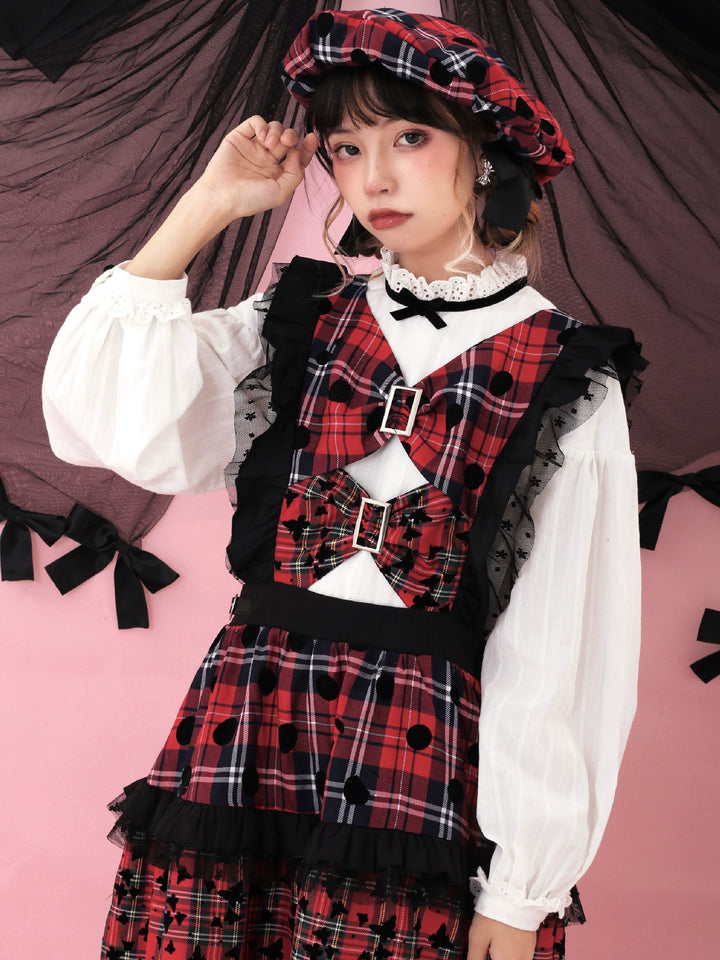 Kawaii Retro Showa Beret Plaid Star Polka Dot Hat 39484:634824