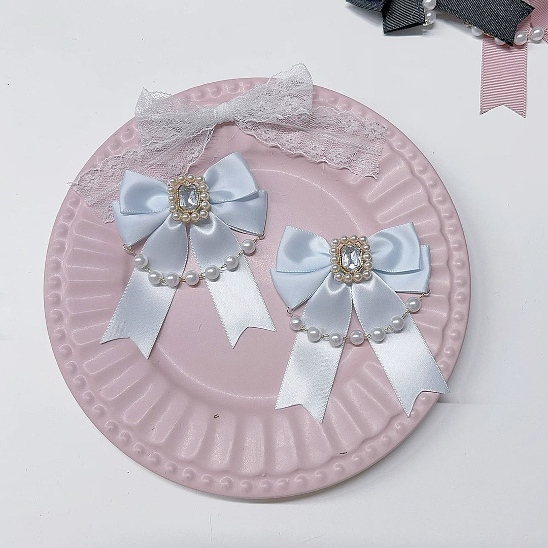 Jirai Kei Hair Clip, Rhinestone & Pearl Chain 44954:831439