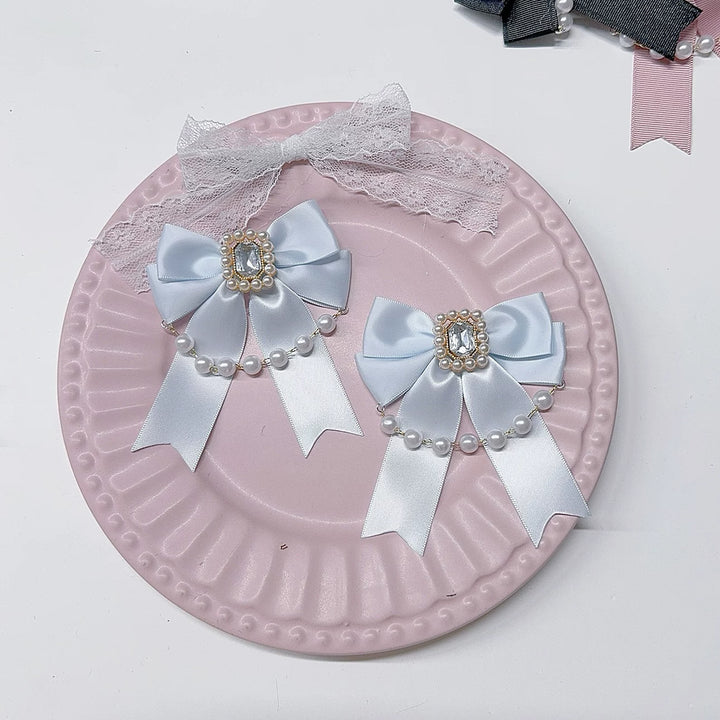 Jirai Kei Hair Clip, Rhinestone & Pearl Chain 44954:831439