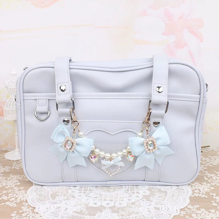 Ryousangata Bag Chain & Bow Charm, Heart-Shaped Rhinestone 45075:839467