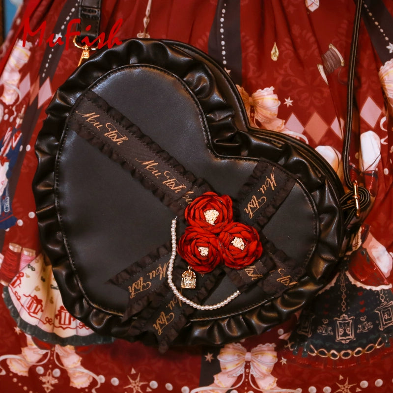 Lolita Handbag Heart Shaped Rose Crossbody Bag 35776:542012 35776:542012