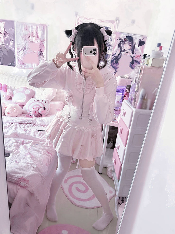 Pink Ryousangata Jacket & Skirt Set, Lace and Ribbon 46112:875224