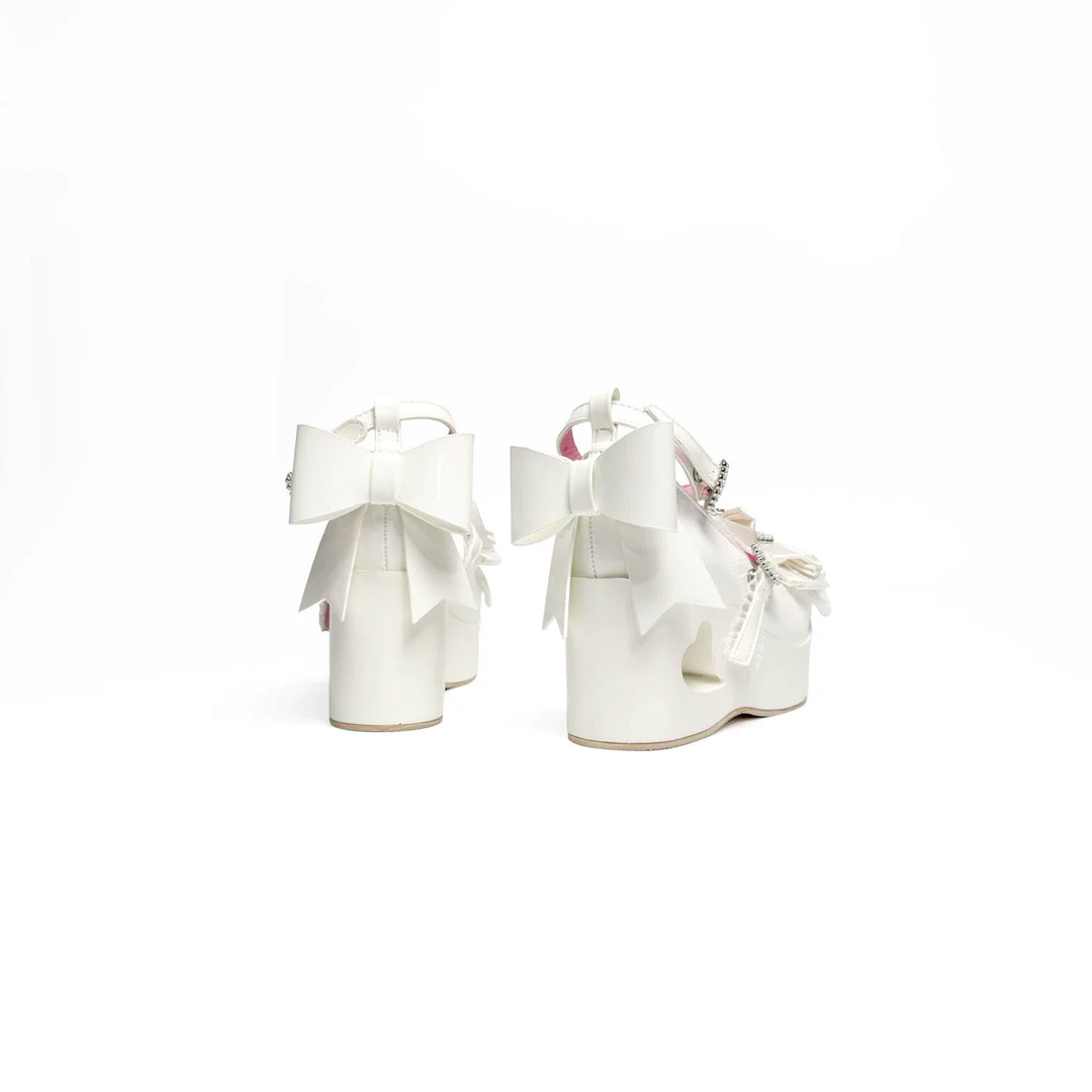 Old School Lolita High Platform Shoes, Heart Hollow Heel 44559:813893