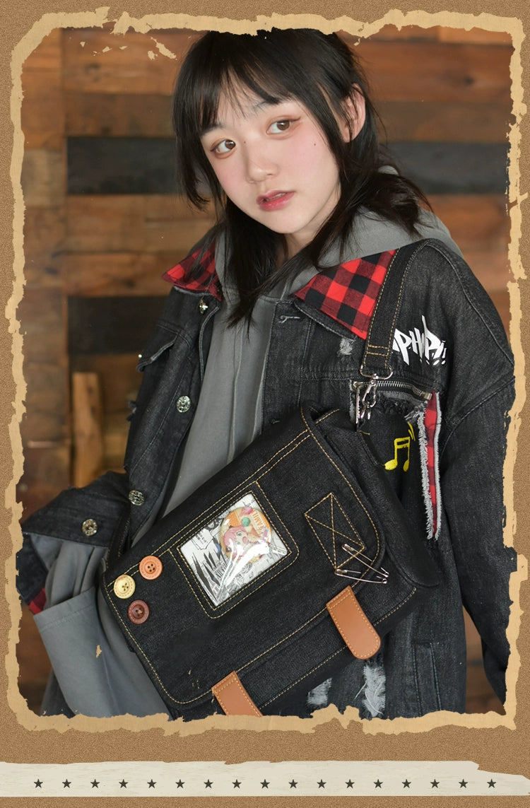 Kawaii Itabag Denim Crossbody Bag Large Capacity Handbag 37050:551694