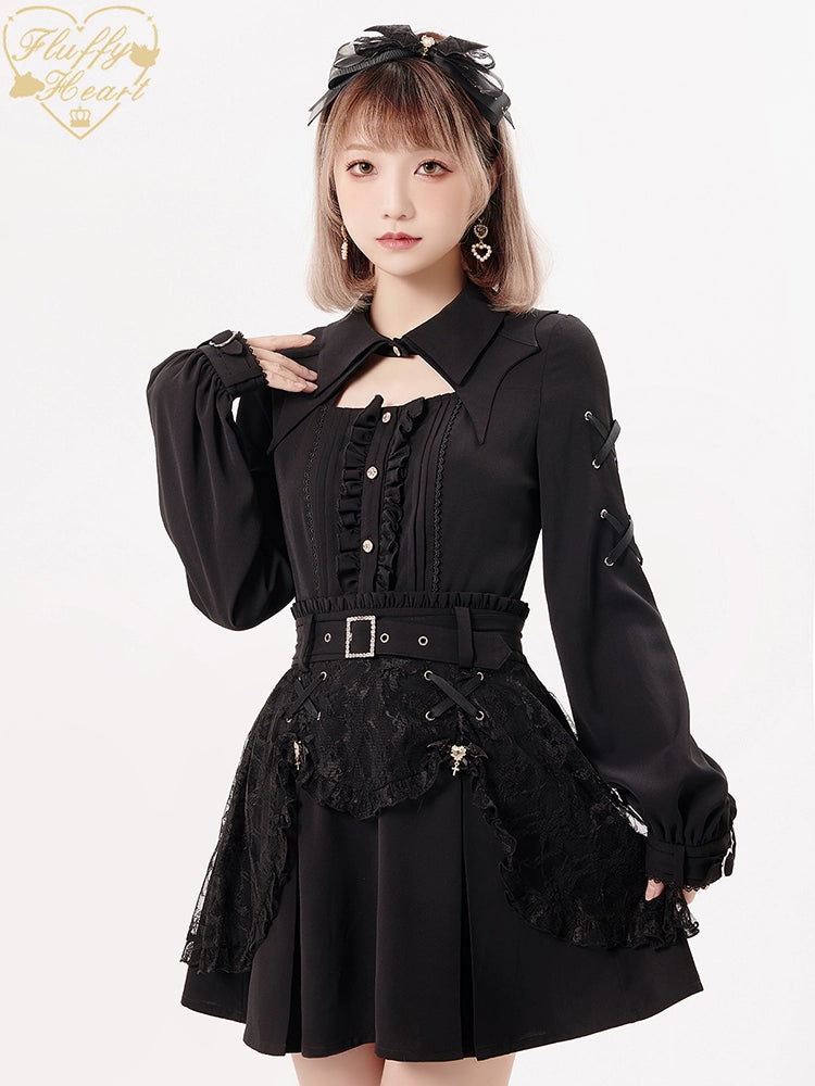 Jirai Kei Black Purple Skirt With Double Layer 21940:350840
