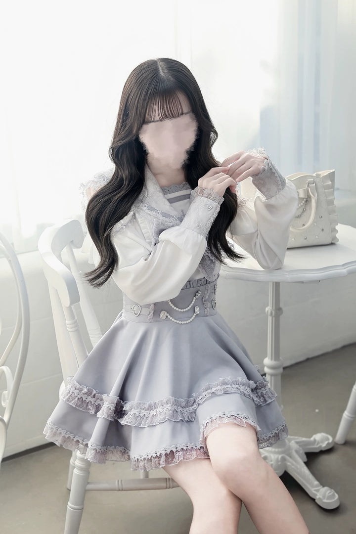 Ryousangata Sailor Collar Blouse, Elastic Waist Skirt 45746:860820