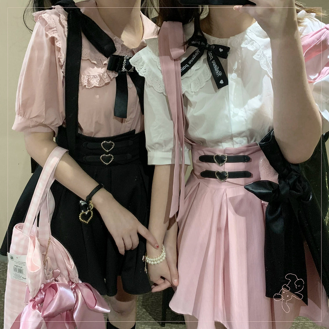 Jirai Kei Overall Dress Salopette Heart Buckle Suspender Skirt 35386:526768