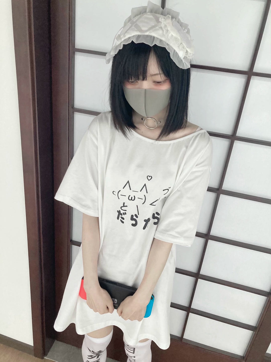 Oversize Kawaii T-shirt Emoticon Print Cotton T-shirt 37654:606488