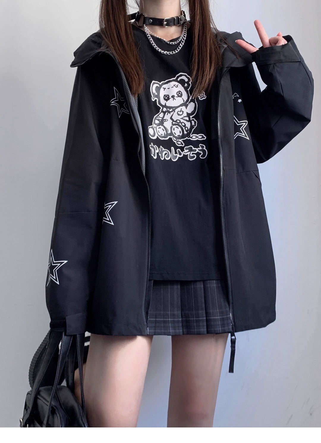 Harajuku Fashion Black Couples Jacket Coat 29246:340434 29246:340434