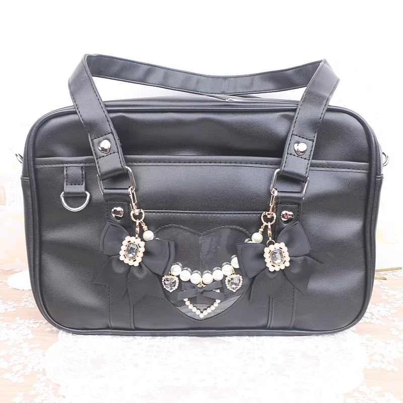 Ryousangata Bag Chain & Bow Charm, Heart-Shaped Rhinestone 45075:839441