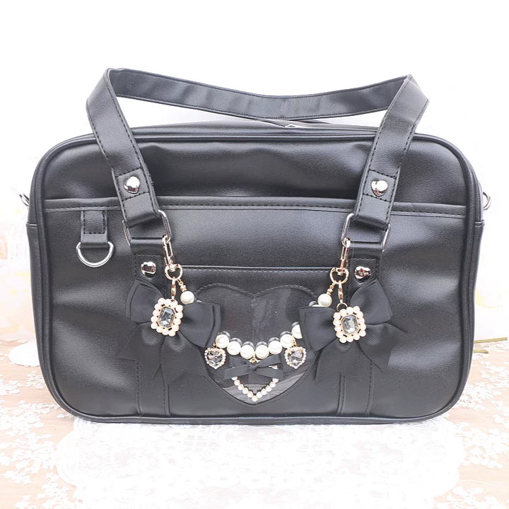 Ryousangata Bag Chain & Bow Charm, Heart-Shaped Rhinestone 45075:839441