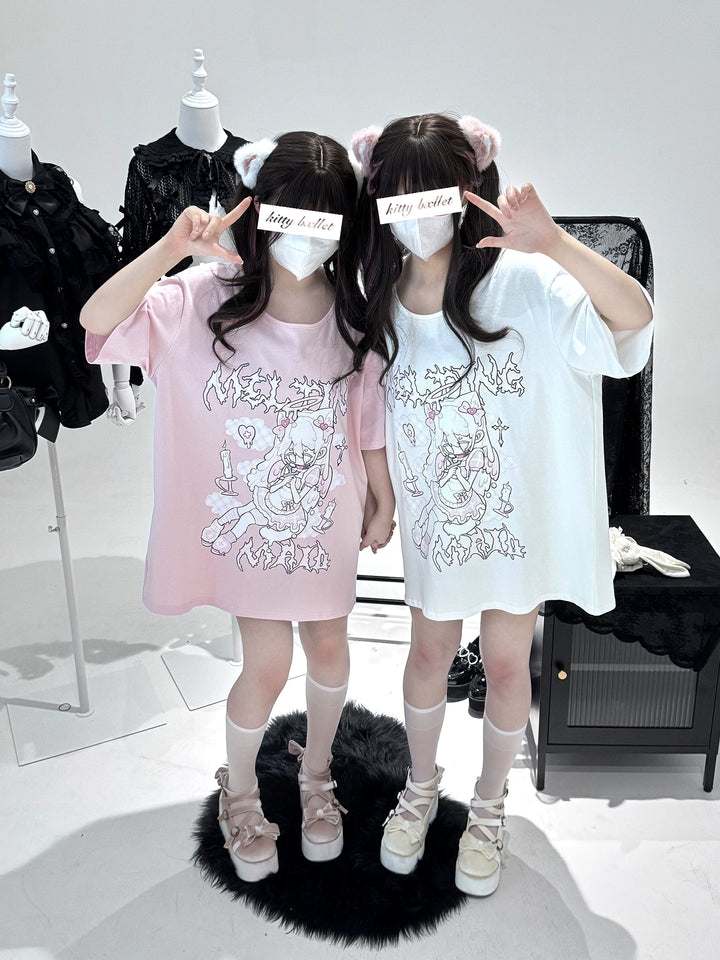 Oversize Jirai Kei T-shirt Short-sleeved Top 38318:598490