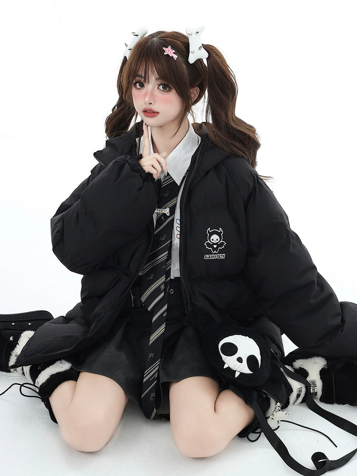 Yami Kawaii Coat Plu Size Cotton Coat Winter Black Jacket 39554:637044