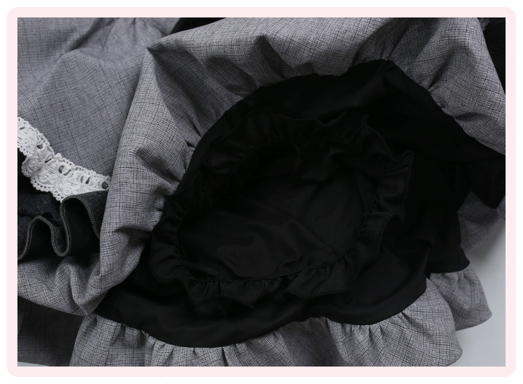 Kawaii Outfit Set, Knit Top, Suspender Skirt and Cape 44083:796620