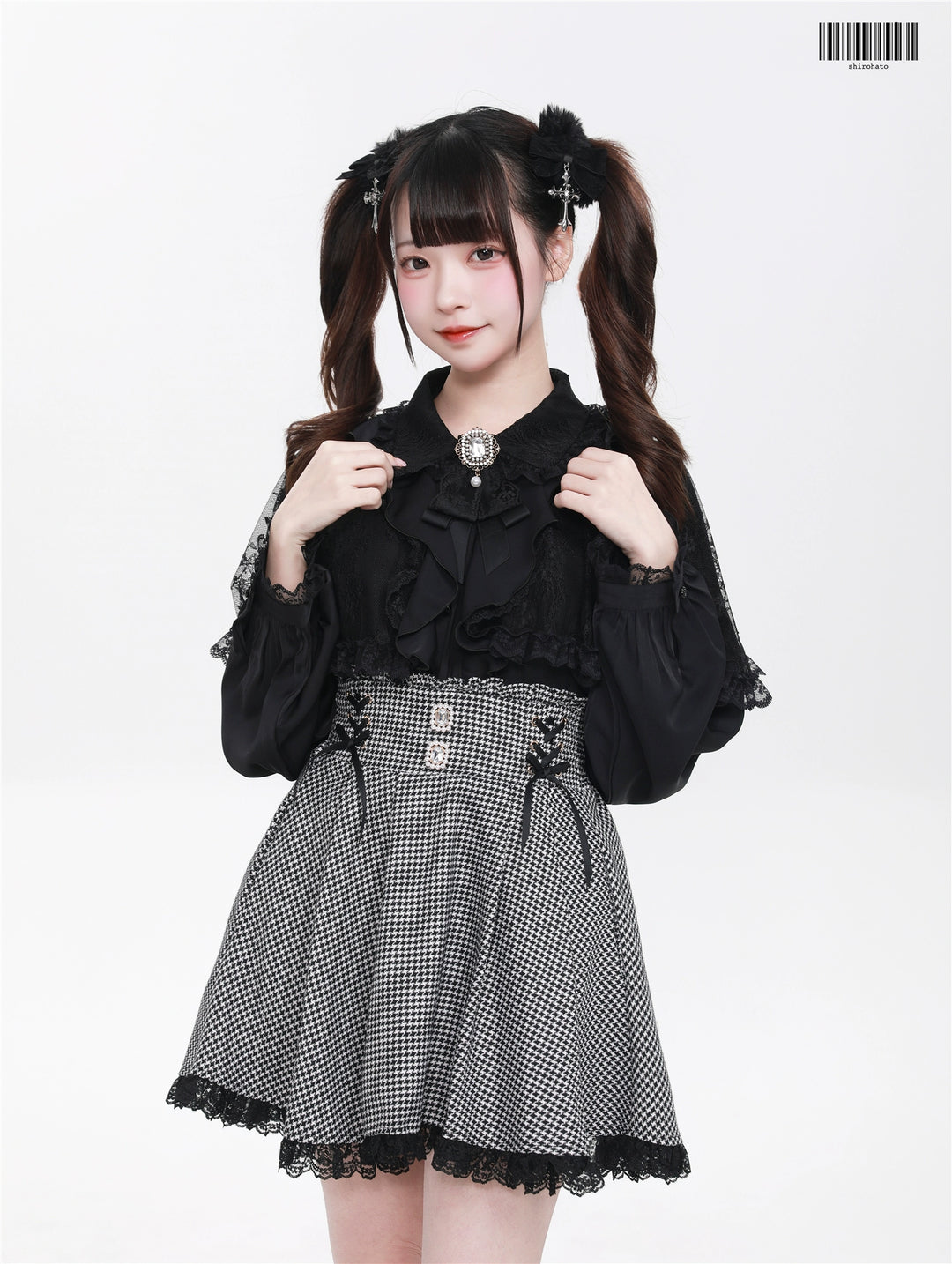 Jirai Kei Skirt Ryousangata Plaid Skirt Lace Suspender Skirt (L M S XS) 41690:724608