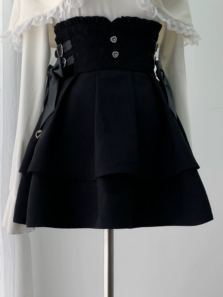 Seiso Kei Sweater and High Waist Skirt Set, Open-Shoulder (L M S) 45989:871673