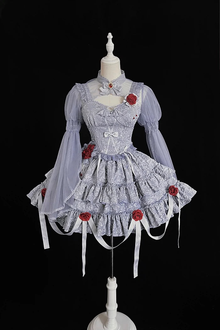 Gothic Lolita SK Set Blood Rose Skirt Corset Multicolor 35684:498394