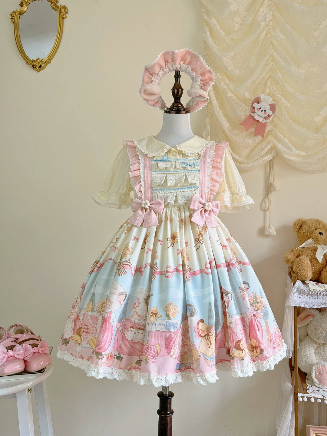 Sweet Lolita Dress With Goat Waltz Print JSK Dress Set 31740:372932