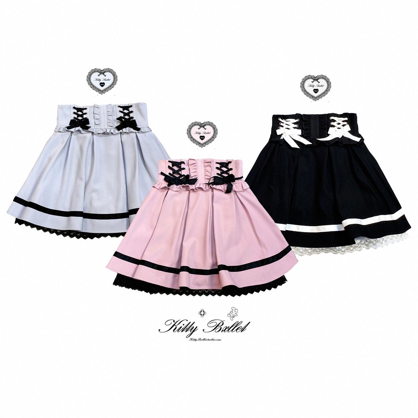 Jirai Kei Skirt High Waist Lace Up Skirt With Bow Tie 31860:396670