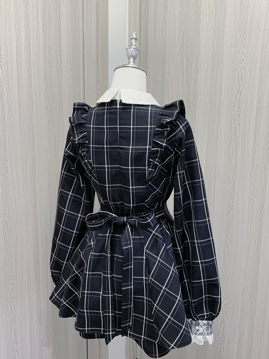 Jirai Kei Dress Set Long-sleeved Plaid Dress And Shorts Honey Wardrobe Jirai Kei Dress Set Long-sleeved Plaid Dress And Shorts Honey Wardrobe