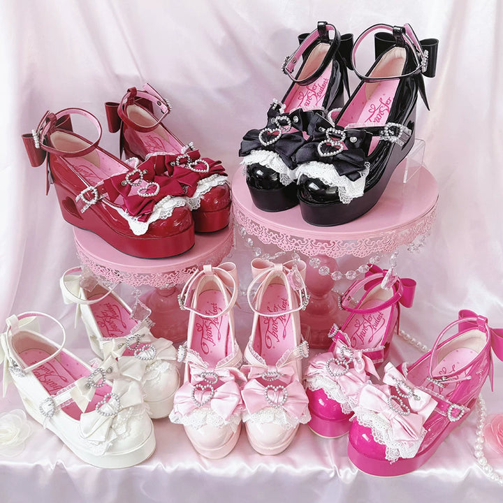 Old School Lolita High Platform Shoes, Heart Hollow Heel 44559:813889