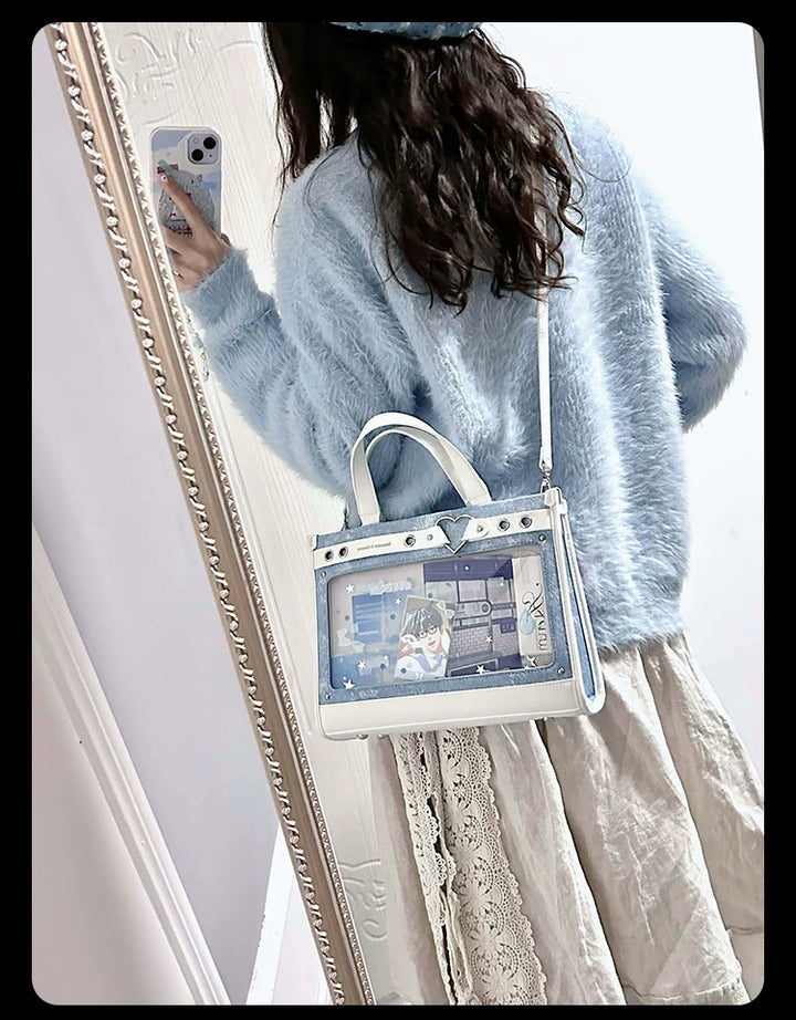 Japanese-Style Boxy Shape Ita Bag, Detachable Chain 45417:847836