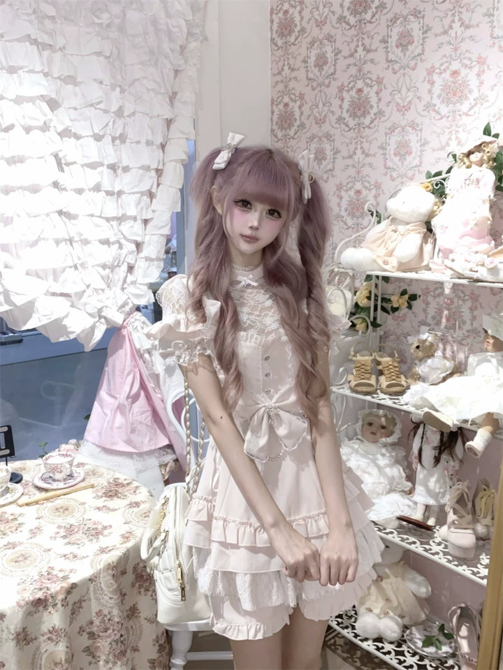 Ryousangata Dress and Shorts Set, Heart & Lace 45812:862922