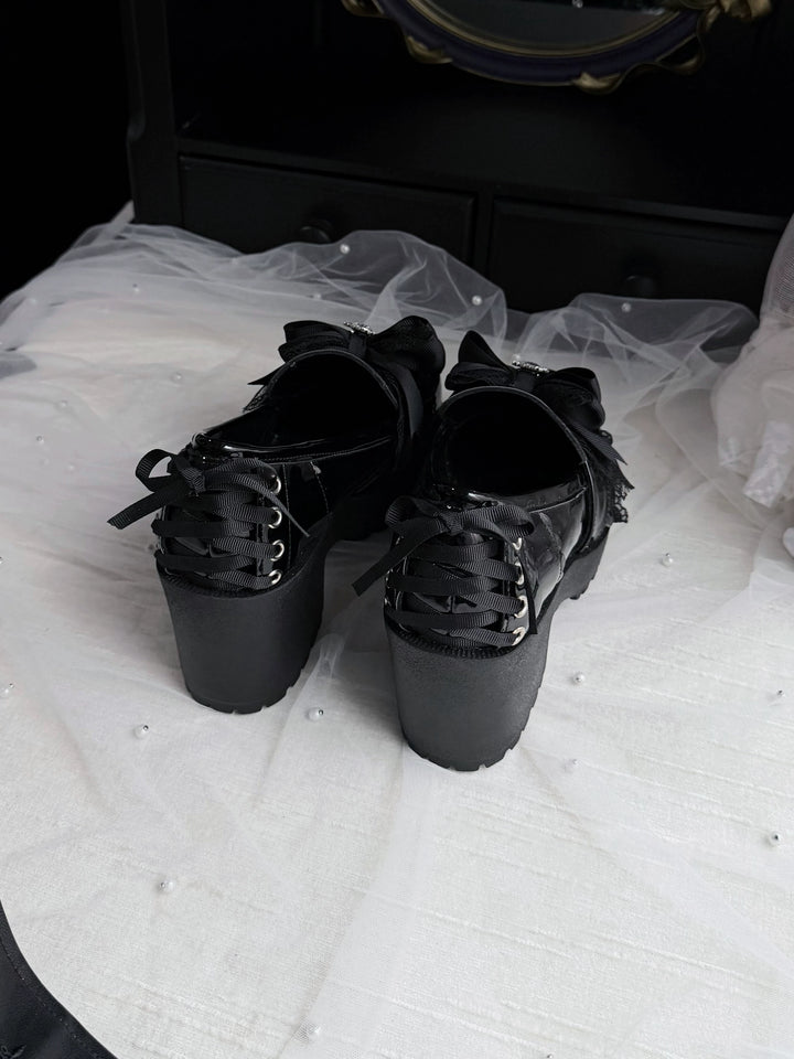 Jirai Kei Heeled Shoes, Pearl Chain and Cross Details 45695:860658
