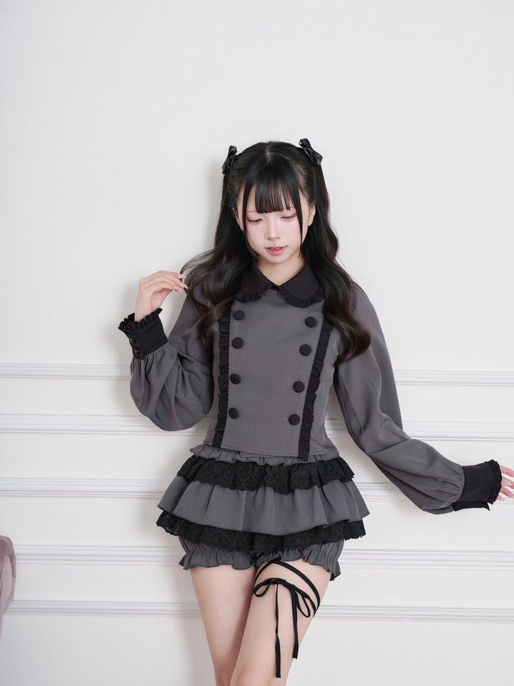 Jirai Kei Double-Breasted Top, Tiered Skort 45931:871201