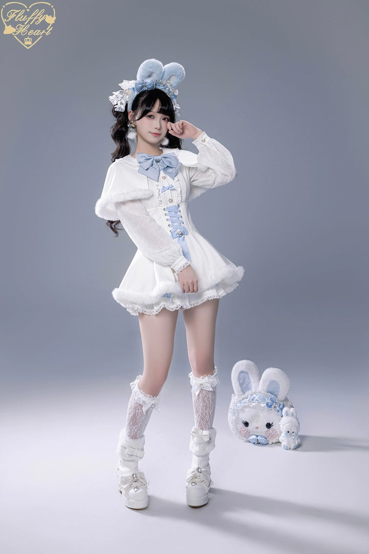 IP Collab Jirai Kei Dress Set, Detachable Fluffy Cape 44146:798048