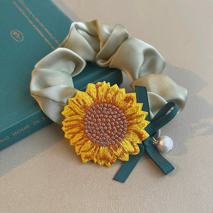 Japanese Hair Tie Handmade Sunflower Bow Scrunchy 28944:332856 28944:332856