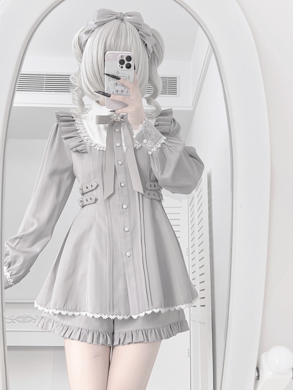 Jirai Kei Set Up, Adjustable Buckles, Elastic Waistband Shorts 44772:827877