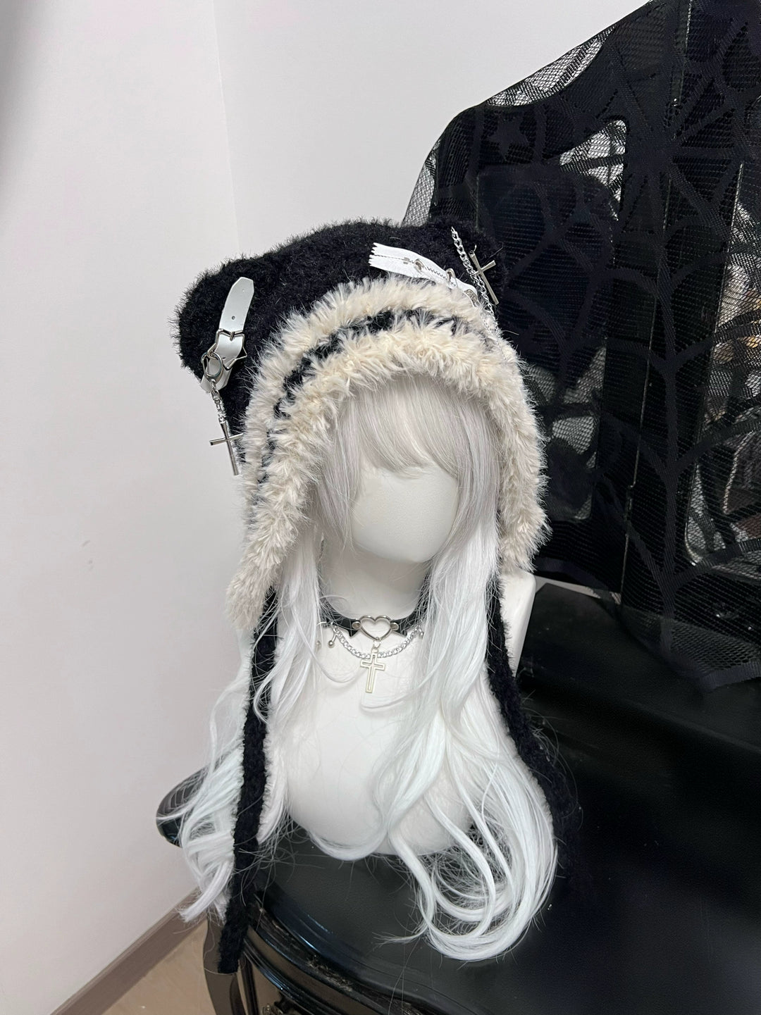 Jirai Kei Hat Bear Hat Winter Hat Fluffy Knitted Cap 40306:661292