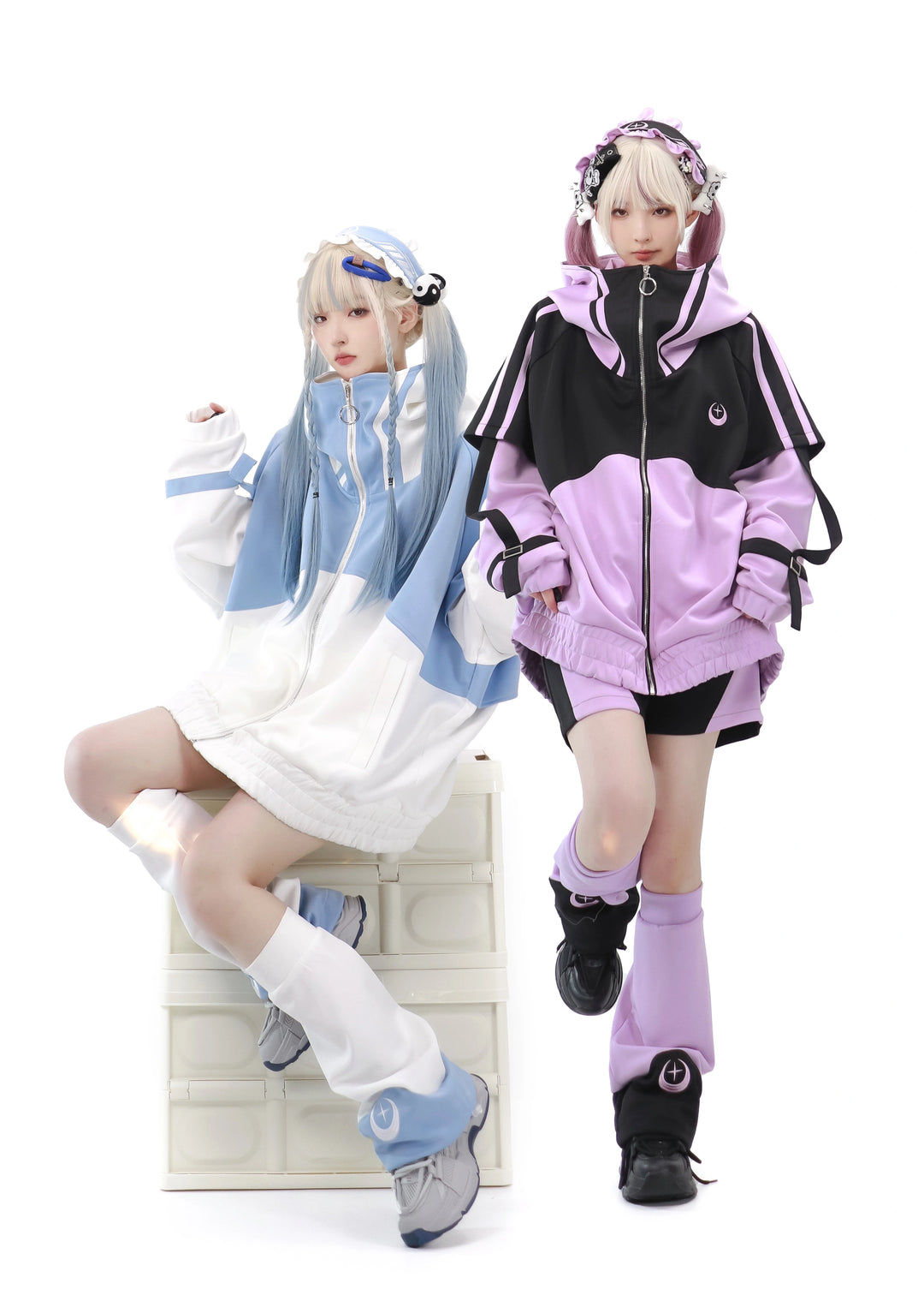 Plus Size Tenshi Kaiwai Coat Loose-fitting Sports Set 29162:548156