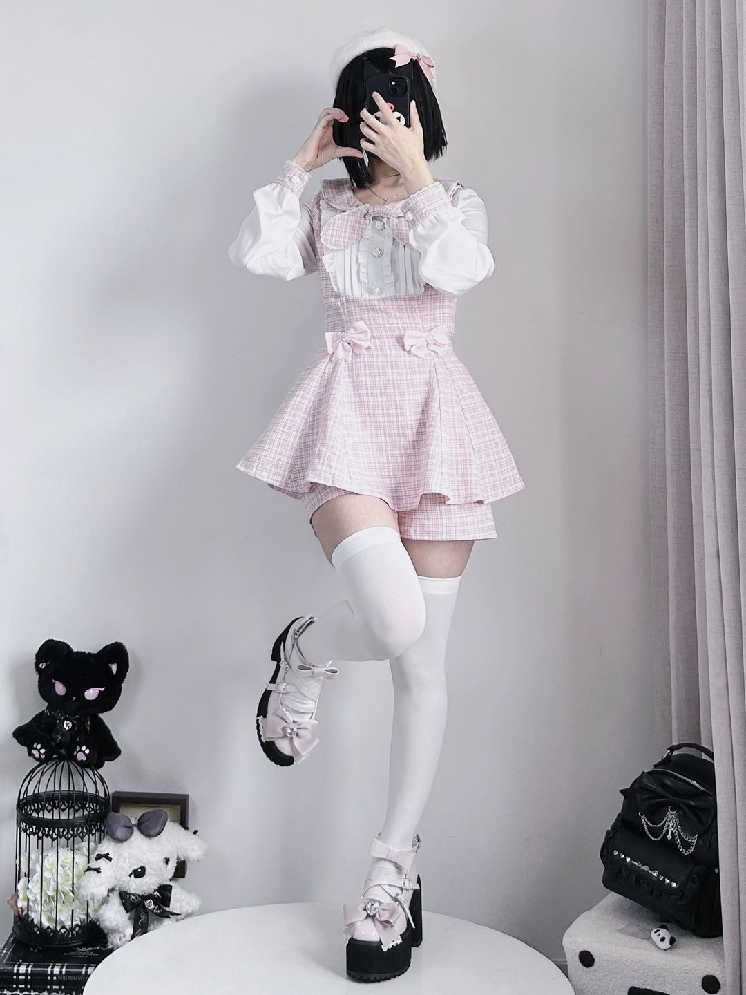 Jirai Kei Set Up Long Sleeve Bow Parisian Chic Dress Shorts – Honey Wardrobe Jirai Kei Set Up Long Sleeve Bow Parisian Chic Dress Shorts – Honey Wardrobe