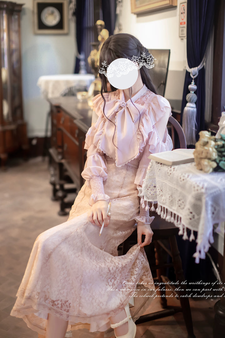 Seiso Kei Chiffon Blouse, Mermaid Skirt 44030:793805