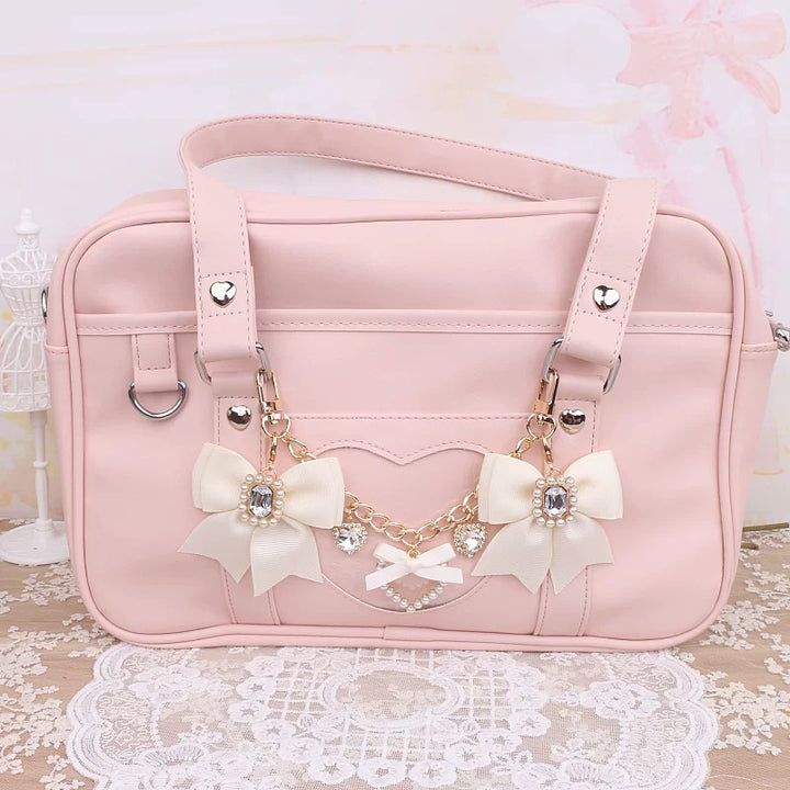 Ryousangata Bag Chain & Bow Charm, Heart-Shaped Rhinestone 45075:839476
